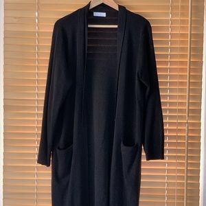 Oak + Fort knee length black cardigan